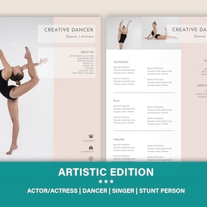 Artistic Resume for Actor/Actress, Dancer Resume, Designer Resume, Photographer Resume, Pastel Resume, Resume Writing Tips, CV Design