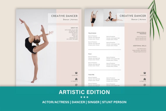 CV artistique pour acteur / actrice CV de danseur CV de - Etsy France