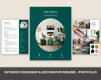 Interior Designer Resume Template Word | Interior Decorator Resume Template | Interior Design Portfolio | Professional Resume | CV Template