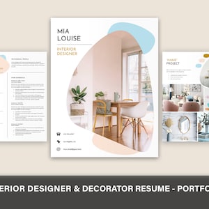 Modelo de currículo de designer de interiores | Portfólio de Design de Interiores | Currículo de decorador de interiores | Portfólio Profissional de Designer Residencial