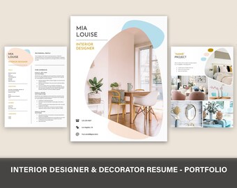 Interior Designer Resume Template | Interior Design Portfolio | Interior Decorator Resume | Residential Designer Professional Portfolio