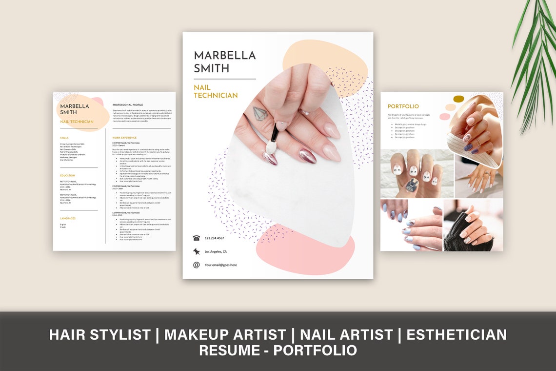 Nail Technician Resume Portfolio, Esthetician Resume, Modern Resume