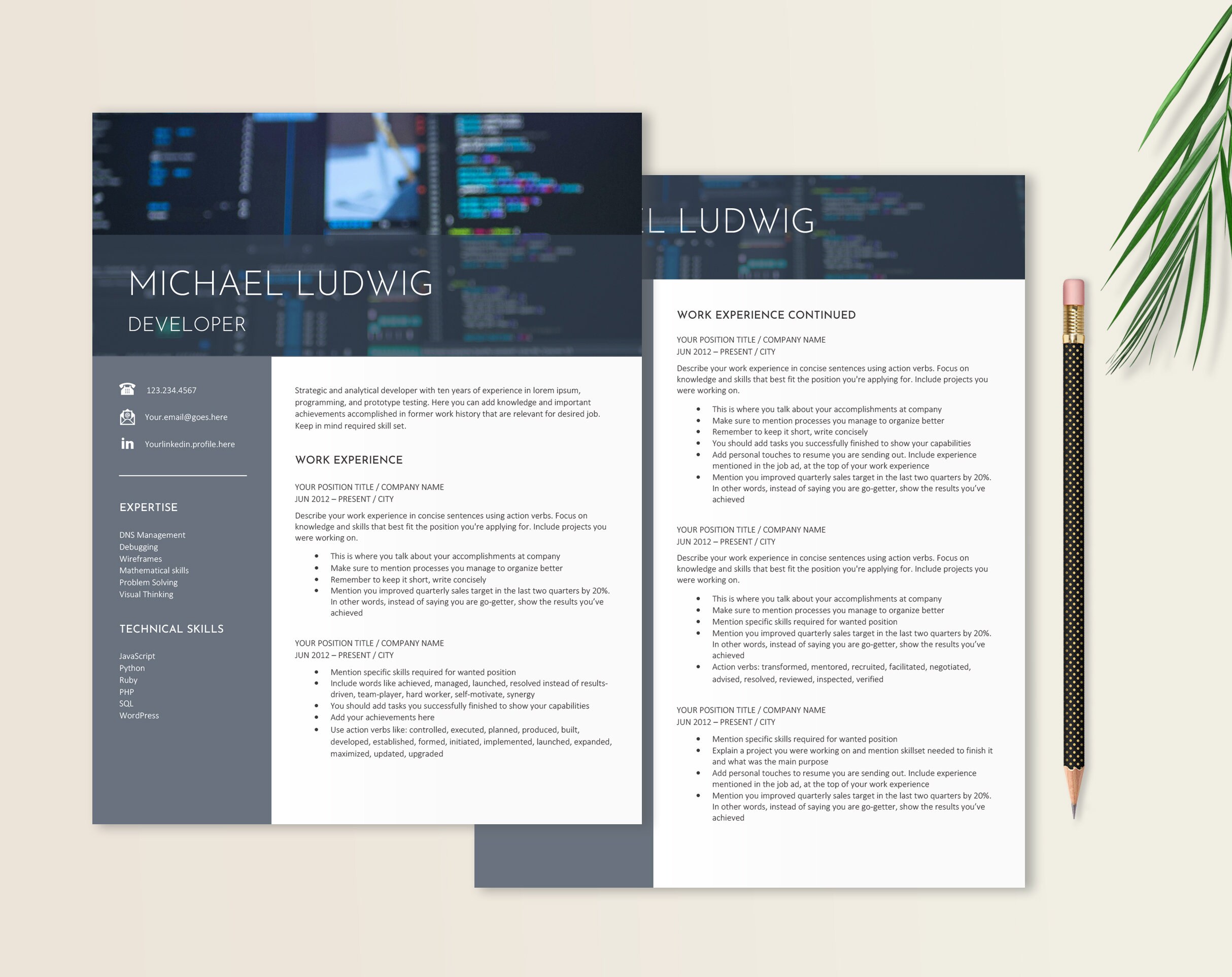 Web Developer Resume Template Software Engineer Resume Web - Etsy UK
