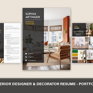 Interior Designer Resume Template | Interior Design Portfolio | Interior Decorator Resume | Residential Designer Professional Portfolio