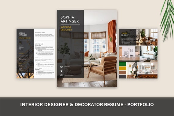 Interior Designer Resume Template | Interior Design Portfolio | Interior Decorator Resume | Residential Designer Professional Portfolio