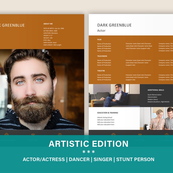 Artistic Resume for Actor/Actress, Designers, Photographers, Dancers and other Creatives