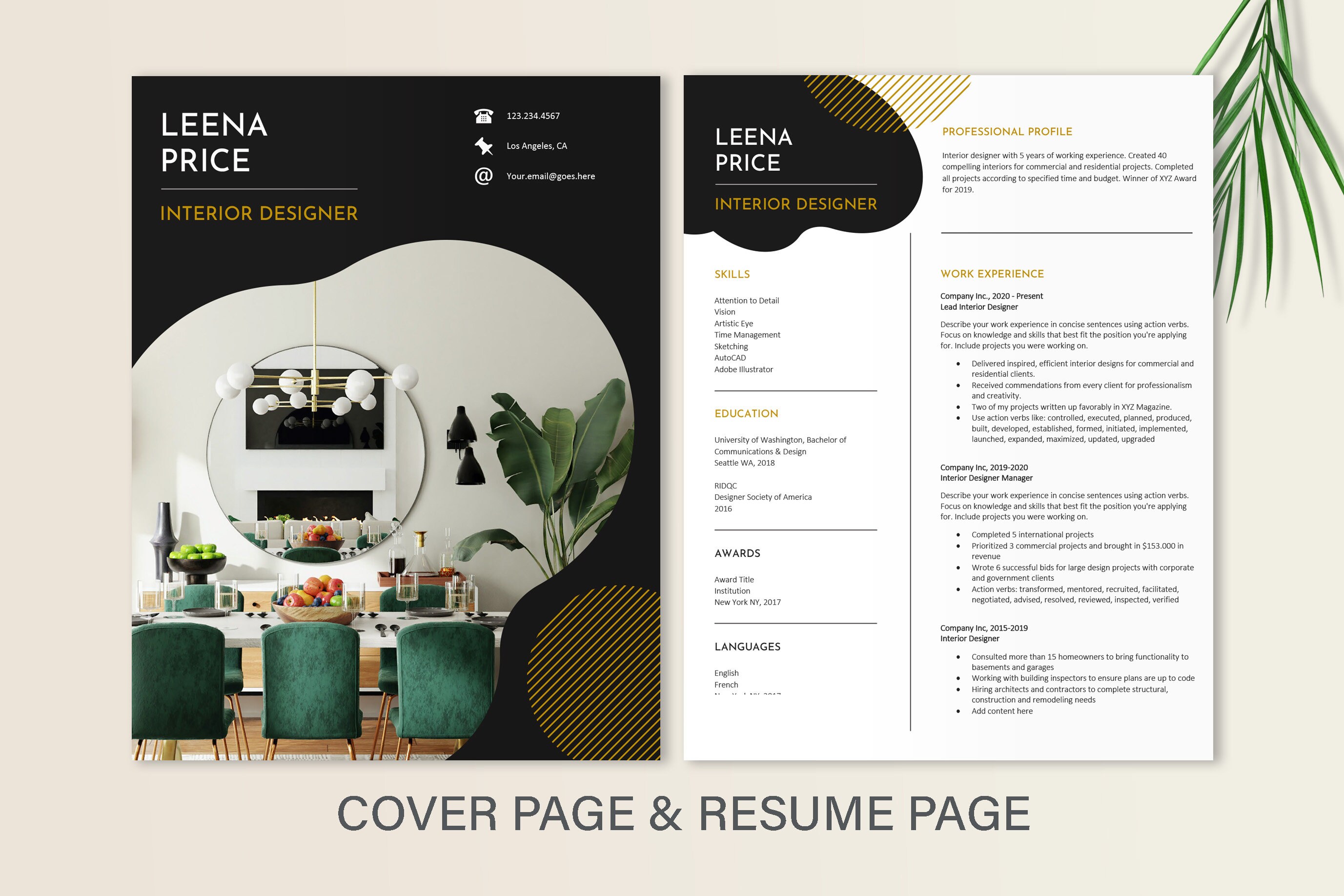 Interior Designer Resume Template | Interior Design Portfolio ...