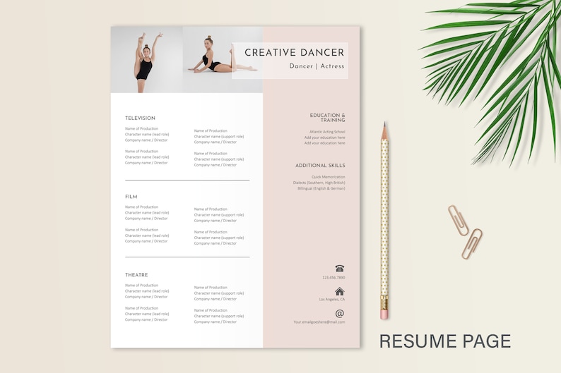CV artistique pour acteur / actrice, CV de danseur, CV de designer, CV ...