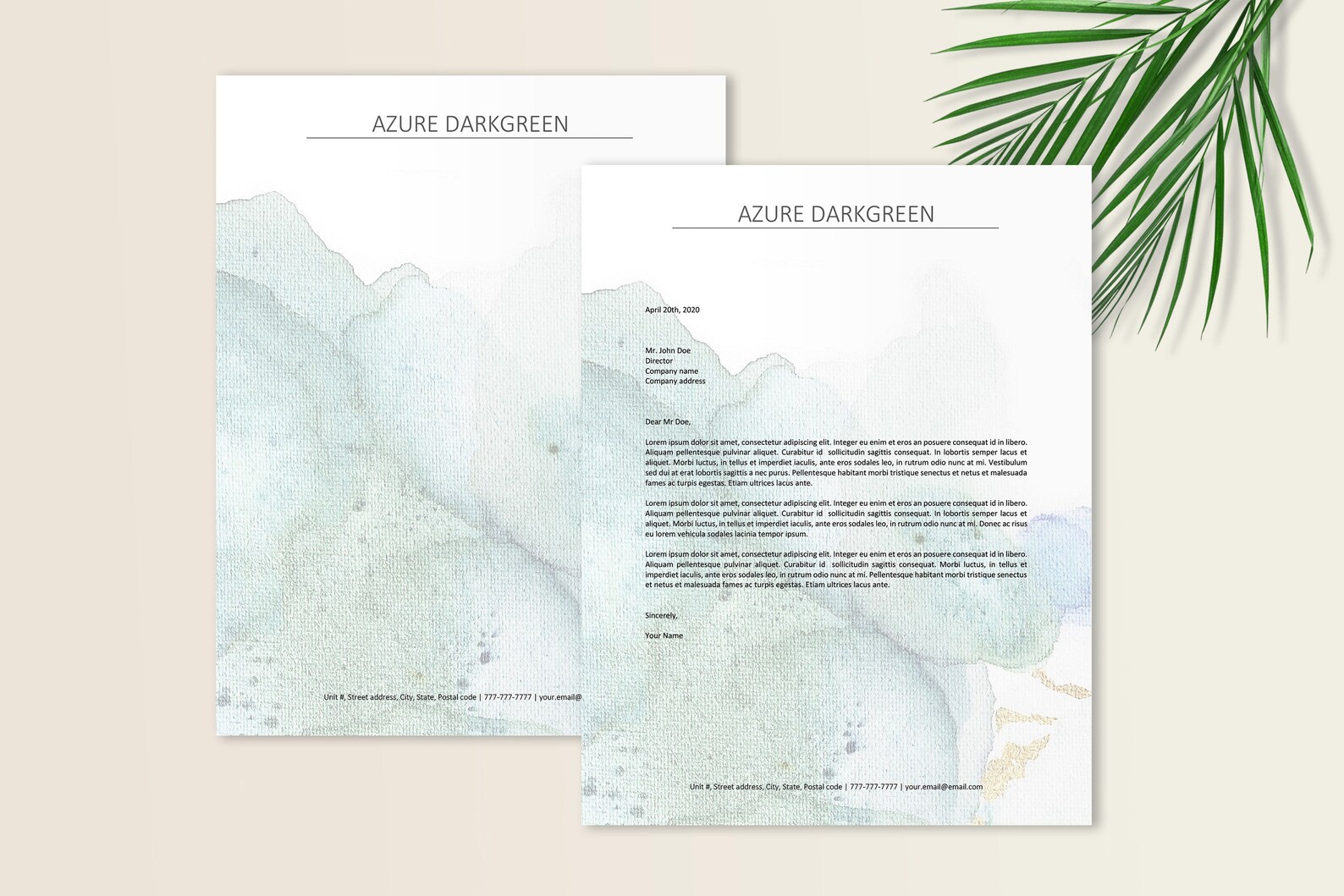 Hand Painted Letterhead Design, Indesign Stationery, Word Template ...