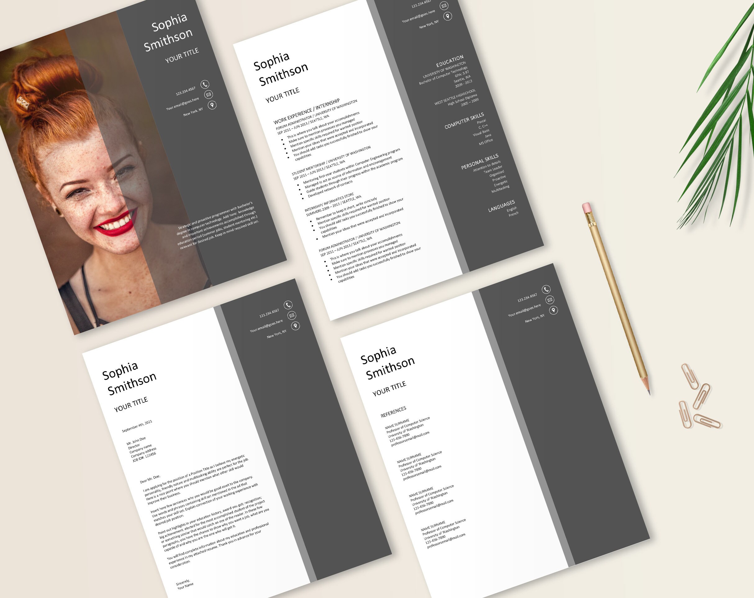 Career Starter Pack CV Starter Pack Internship Resume Template Editable ...