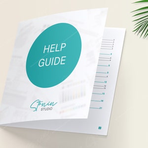May include: A white help guide booklet with a teal circle on the front that says "HELP GUIDE" and the text "Stonin STUDIO" below the circle.