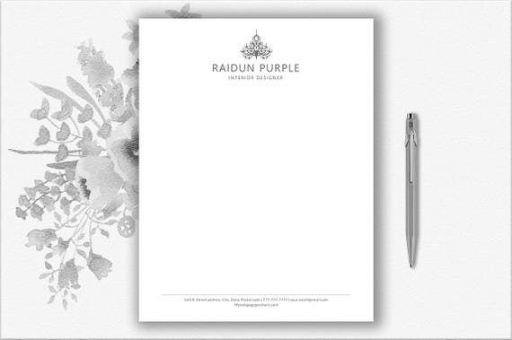 Letterhead Template For Word Stationary Personalized Design Etsy