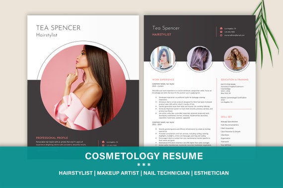 Hairstylist Resume, Modern Resume Template, Esthetician Resume, Beauty Resume, Cosmetology Resume, Makeup Artist Resume, Nail Artist Resume