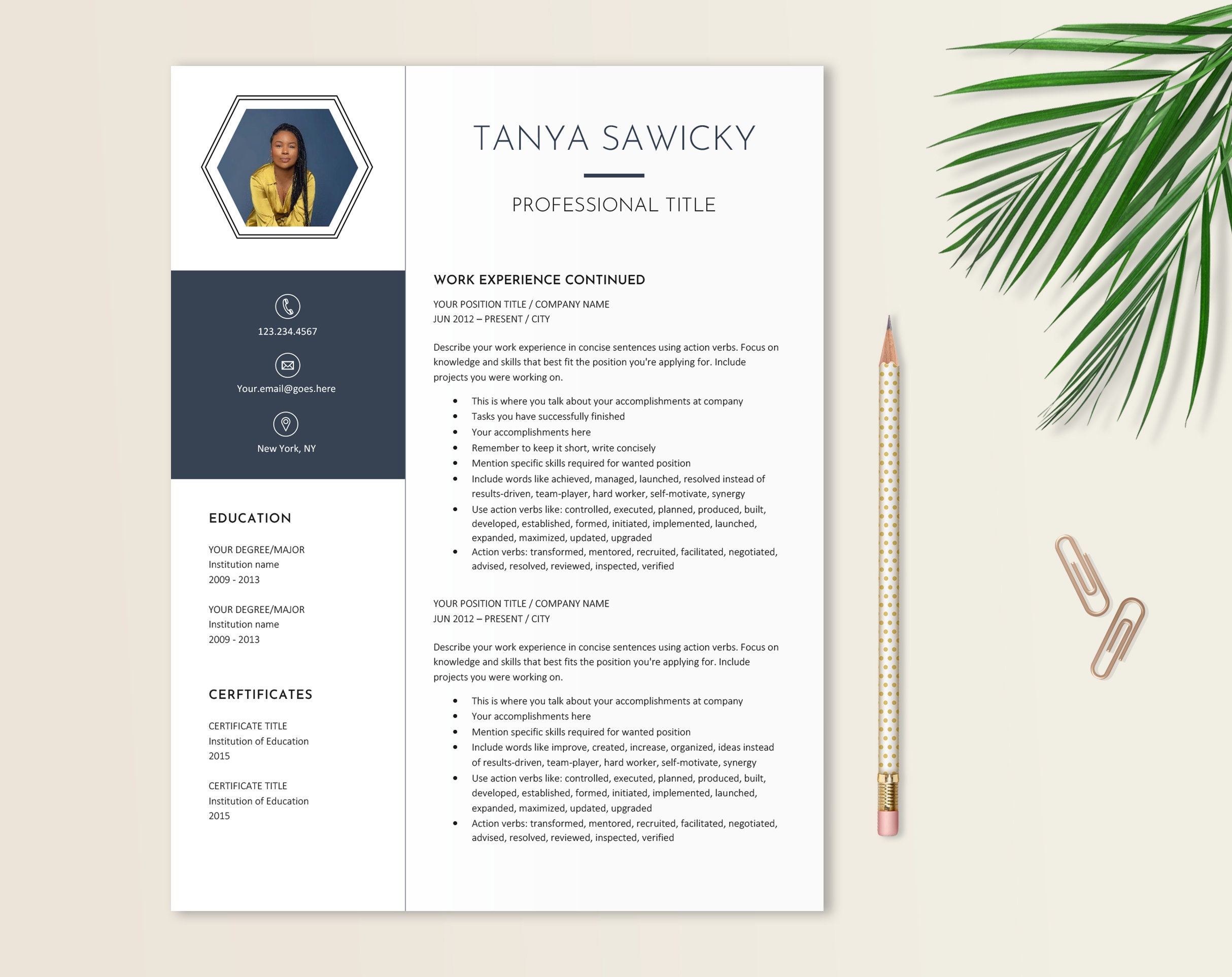 Resume Template, Elegant Resume, CV Template, Resume With Photo, Resume  Writing Tips, Resume Template Word, Navy Blue Resume, Manager Resume - Etsy  Sweden, image size:2428x1925