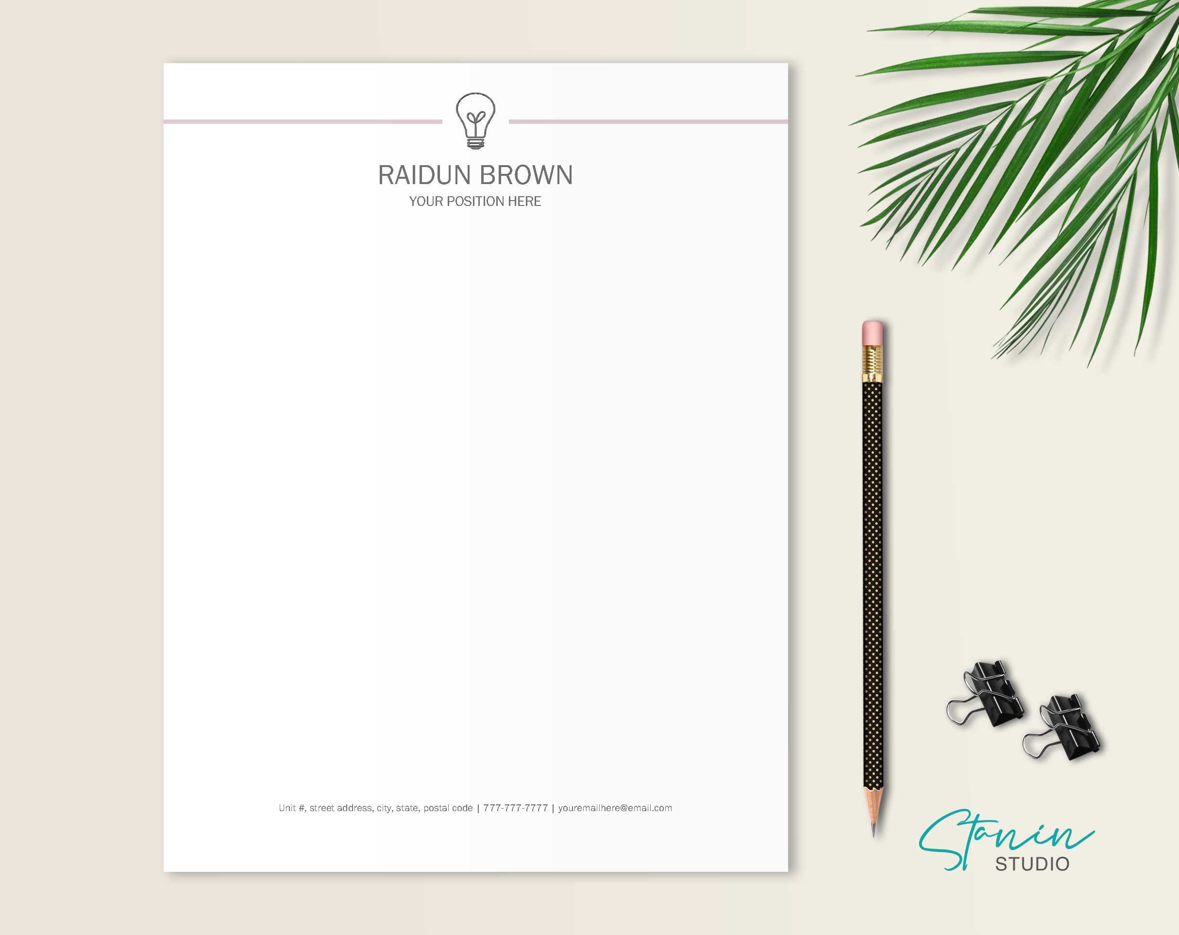 Personalized Letterhead Letterhead Template Letterhead Word Template