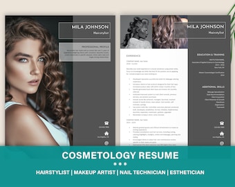 Hairstylist Resume, Modern Resume Template, Esthetician Resume, Beauty Resume, Cosmetology Resume, Makeup Artist Resume, Nail Artist Resume