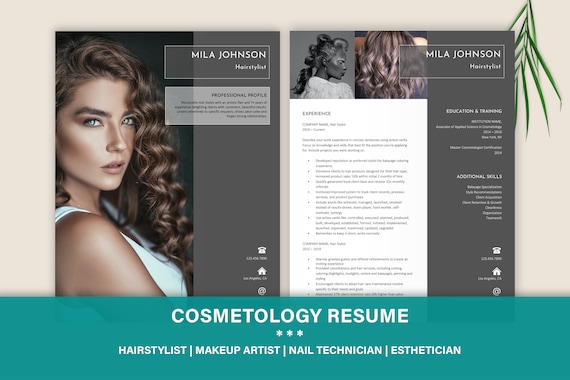 Hairstylist Resume, Modern Resume Template, Esthetician Resume, Beauty Resume, Cosmetology Resume, Makeup Artist Resume, Nail Artist Resume