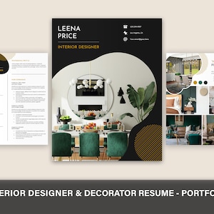 Interior Designer Resume Template | Interior Design Portfolio | Interior Decorator Resume | Residential Designer Professional Portfolio
