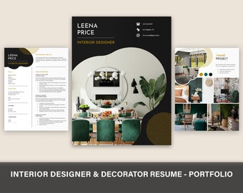 Interior Designer Resume Template | Interior Design Portfolio | Interior Decorator Resume | Residential Designer Professional Portfolio