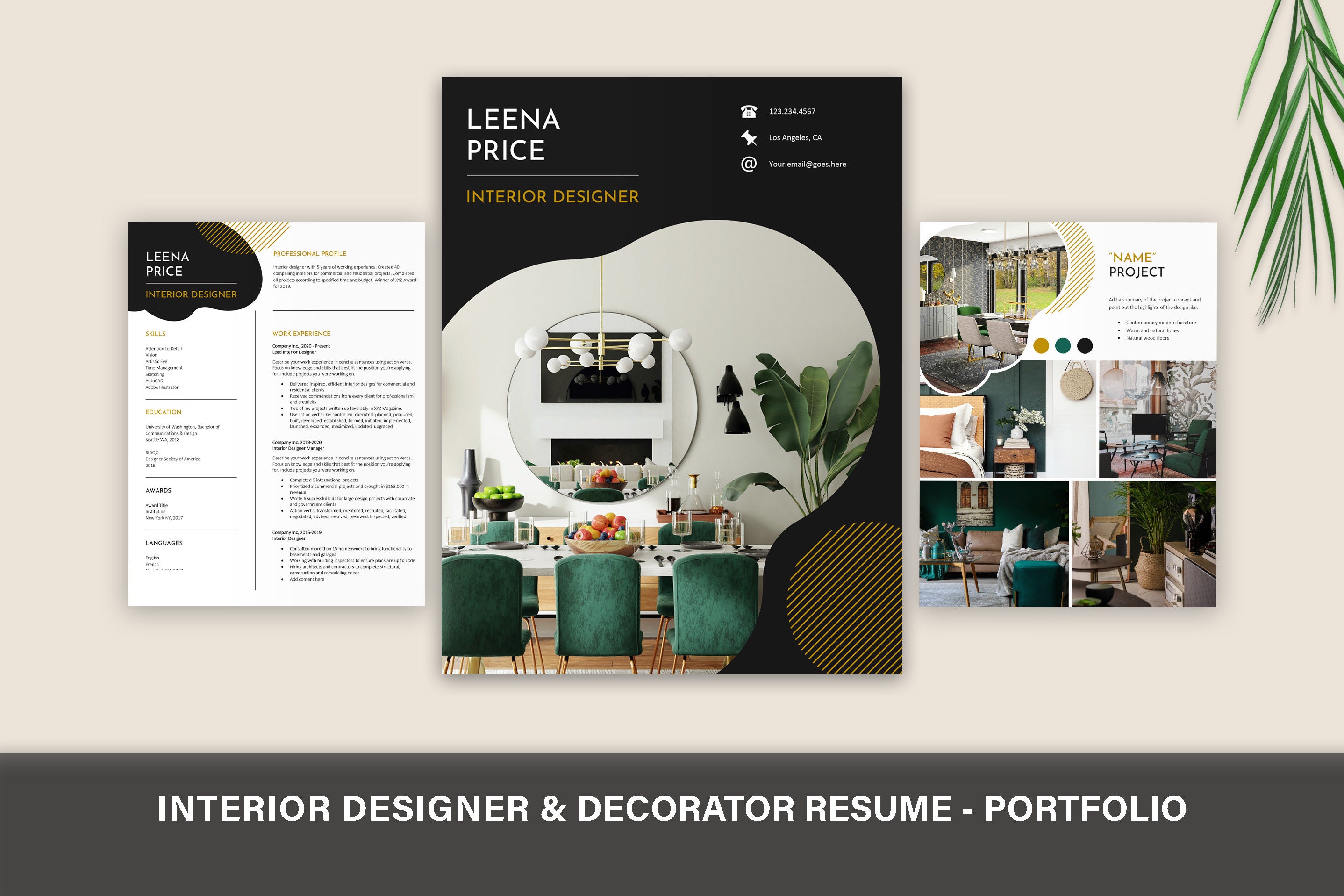 Interior Designer Resume Template | Interior Design Portfolio ...