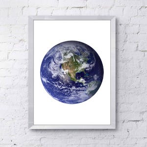 Blue Marble North America Print, Blue Earth Printable, Planet Earth Printable, Earth from Space Printable, Blue Marble Next Generation Print