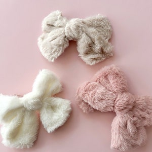 Furry Bows with Spring Clip Women's Girl's Fashion Hair Accessories Ponytail Buns Top Knots image 2