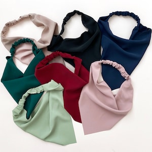 Solid Dark Fall Triangle Head Scarf Wrap Elastic Headband Hair Bandana Kerchief | Women&#39;s Girl&#39;s Fashion Spring Summer Boho Accessories