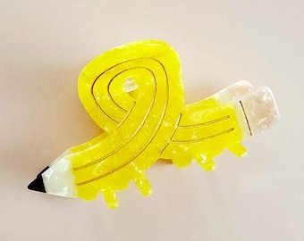 Yellow Pencil Hair Claw Clips | Women's Teacher's Teacher Gift
