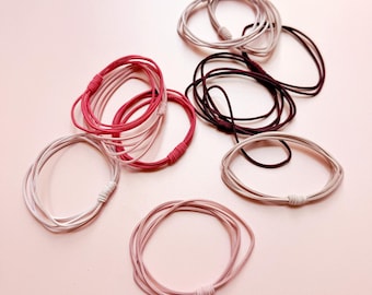 Shades of Pink Strappy Elastic Scrunchies | Women's Girl's Fashion Hair Accessories Ponytail Buns Top Knots (Set of 8)