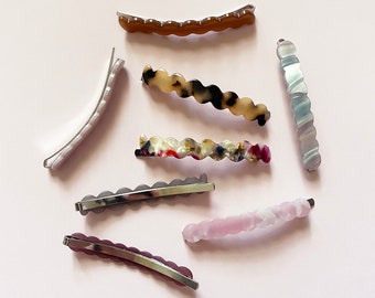 Large Tortoise Shell Marble Hair Clip Metal Arc Bobby Pins | Women&#39;s Girl&#39;s Trendy Fashion Hair Accessories (4 colors sets available)