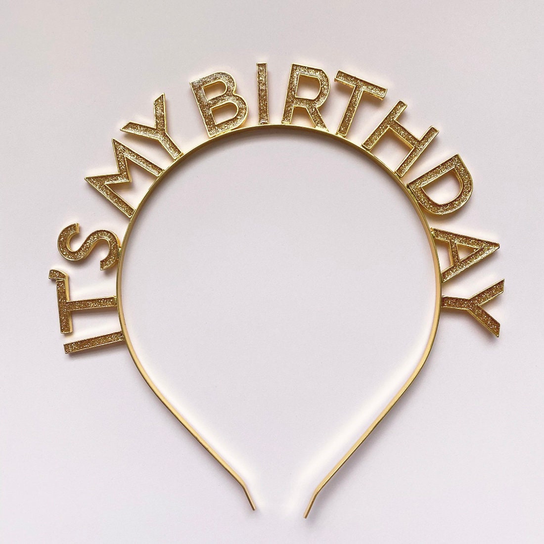 Gold Glitter it s My Birthday Metal Headband Women s Girl s Cute