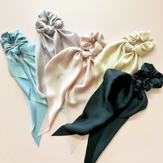 Brushed Satin Extra Long Scrunchie Scarf Women's Girl's Fashion