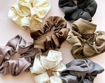 XL Oversized French Luxe Elegant Satin Scrunchies | Women's Girl's Fashion Hair Accessories Ponytail Buns Top Knot (7 colors available)