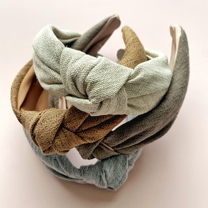 LAST CHANCE Neutral Linen Collection Non-Slip Knotted Fabric Covered Headband | Cute Chic Fashion Hair Accessory (3 Colors Available)