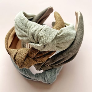 Neutral Linen Collection Non-Slip Knotted Fabric Covered Headband | Cute Chic Fashion Hair Accessory (4 Colors Available)