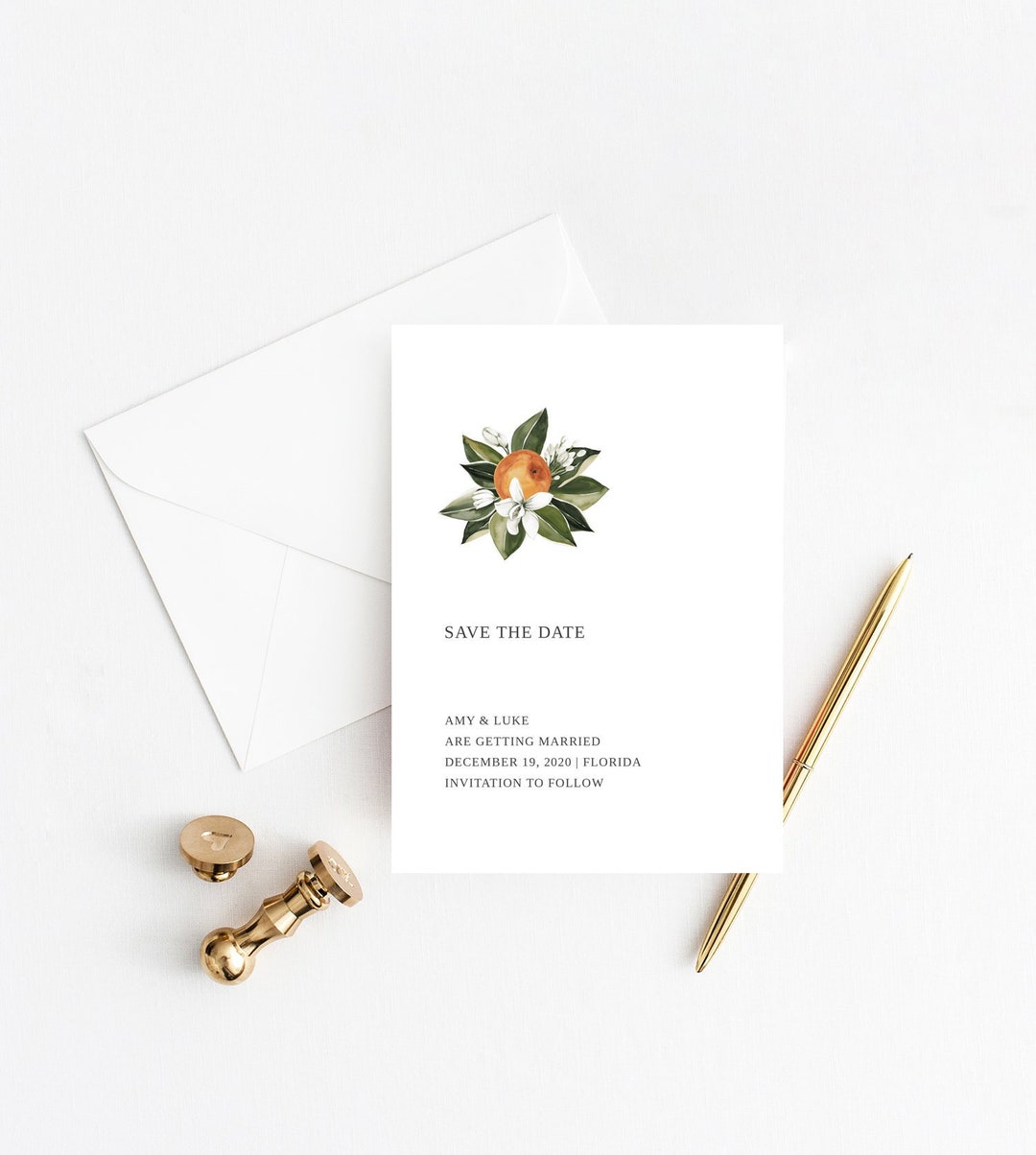Instant Download Downloadable Printable Save the Date Invitation Template / 5x7 Inches / Orange ...