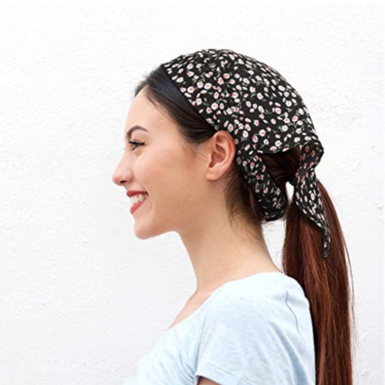 Solid Pastel Summer Triangle Head Scarf Wrap Elastic Headband Hair Bandana Kerchief Women's Girl's Fashion Spring Summer Boho Accessories image 5