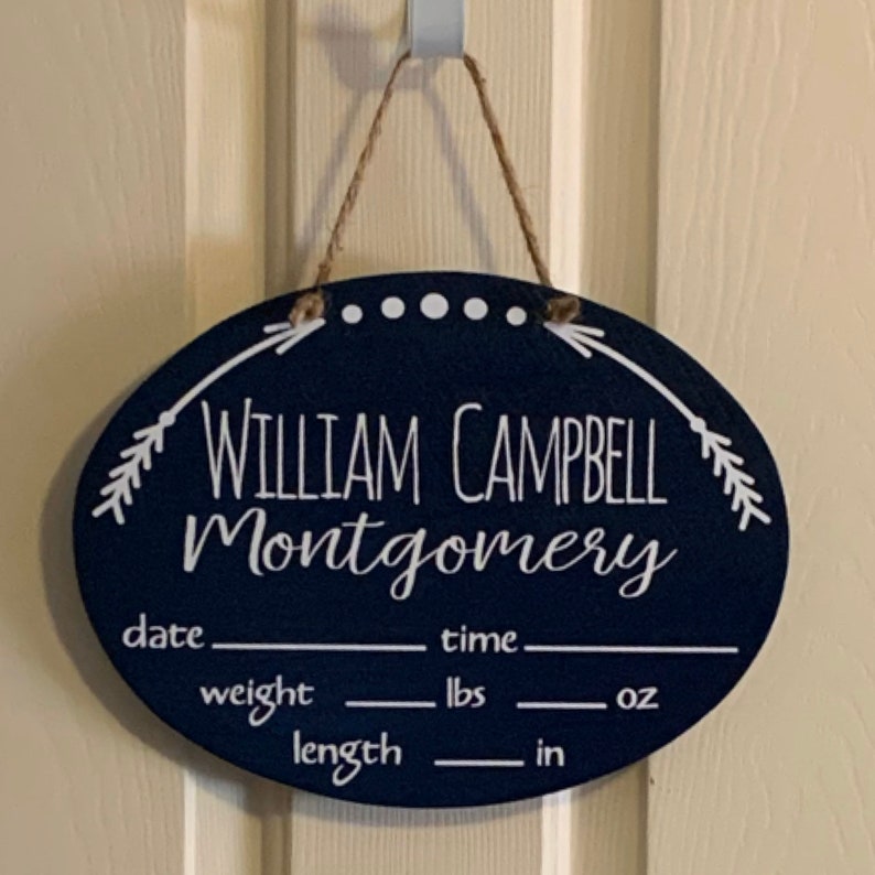 Arrow Oval Baby Door HangerPersonalizedNursery DecorBaby ShowerWelcome BabyBirth StatsIt/'s a GirlIt/'s a BoyWoodlandBoho