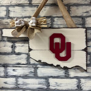The University of Oklahoma/Oklahoma State University/Distressed/Door Decor/Dorm/College/Rustic/Housewarming/Door Hanger/Wood/Farmhouse