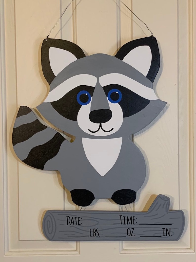 Raccoon/baby Hospital Door Hanger/woodland Theme/it's a Etsy