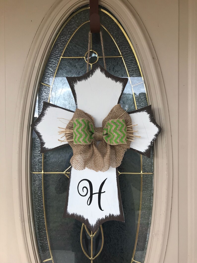 Distressed Rustic Wooden Cross Door Hanger/monogrammed/burlap Etsy