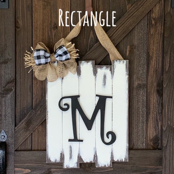 Rectangle/Monogrammed/Door Decor/Staggered/Wedding Gift/Distressed/Rustic/Housewarming/Plaque/Door Hanger/Wooden Sign/Initial/Farmhouse