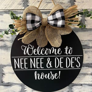 Grandparent Sign/Welcome Door Hanger/Personalized Door Decor/Mother’s Day Gift/Rustic/Housewarming/Plaque/Wooden Sign/Farmhouse