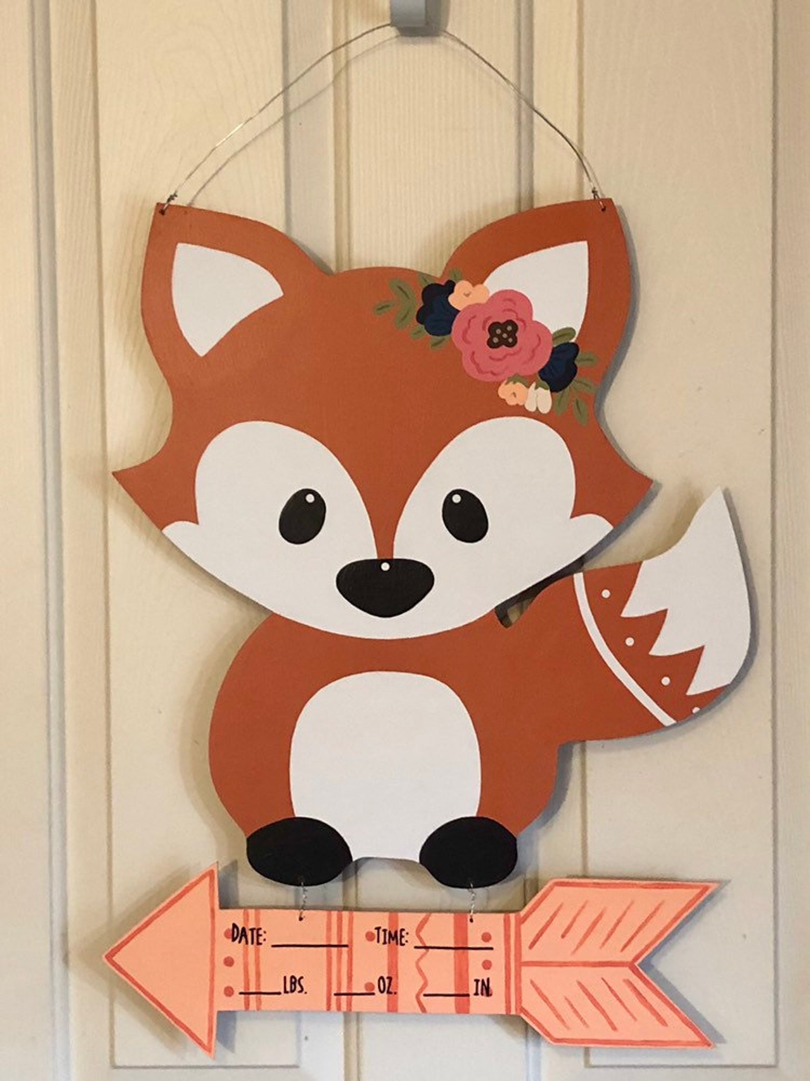 Fox/baby Hospital Door Hanger/woodland Theme/it's a Etsy