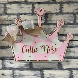 Baby Princess Door Hanger/Tiara/Crown/Twins/It's a Girl!/Birth Announcement/Nursery Decor/Hospital Door Hanger/Baby Shower Gift/Baby Gift