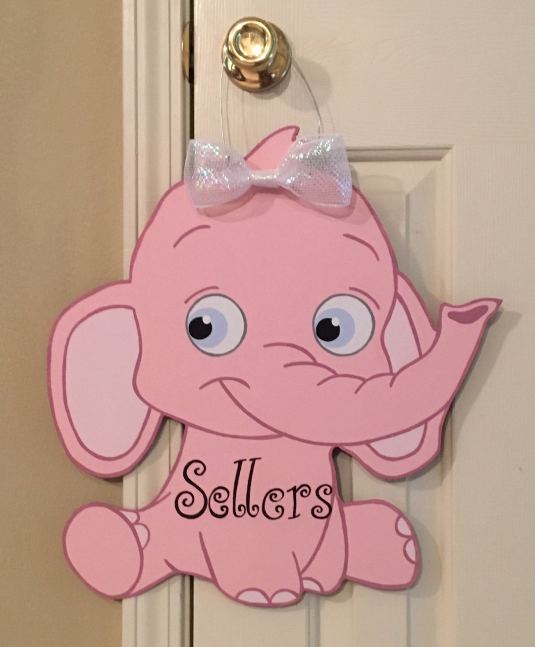 Baby Elephant Door Hanger/it's a Boy/it's a Girl/birth Announcement/nursery Decor/hospital Door