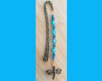 Book Jewelry – Dragonfly Bookmark – Shades of Blue (# 128)