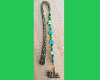 Book Jewelry – Train Engine Bookmark – Shades of Green (# 131)