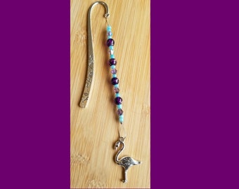 Book Jewelry – Swan Bookmark – Purple and Blue (# 074)