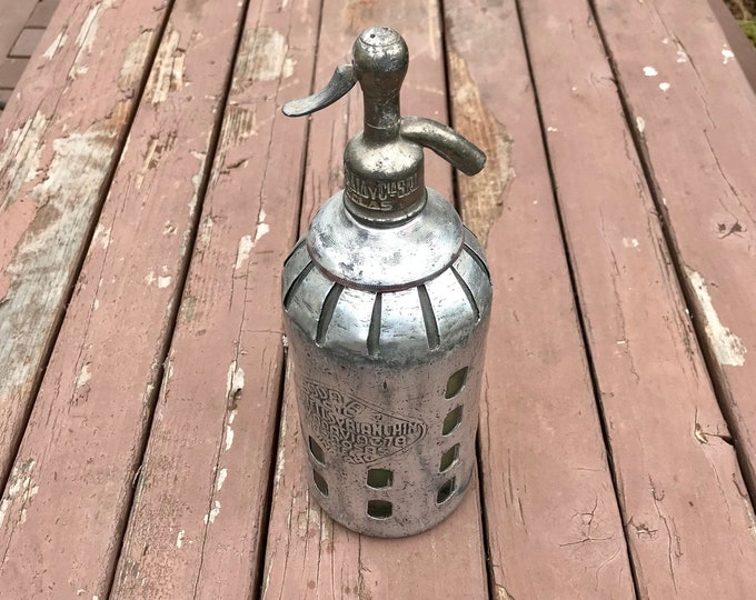 Vintage Classic Argentine Seltzer Bottle, Metal and Glass Etsy